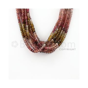 3.20 to 4.80 mm - 8 Lines - Tourmaline Faceted Beads - 16 inches (MuToFB1021)