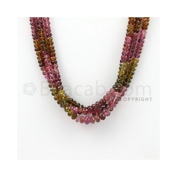 5.30 to 6.20 mm - 3 Lines - Tourmaline Faceted Beads - 15.50 inches (MuToFB1027)