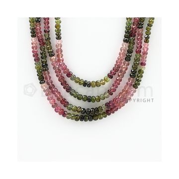 3.00 to 5.00 mm - 4 Lines - Tourmaline Faceted Beads - 15 to 17 inches (MuToFB1031)