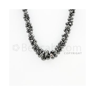 4.50 to 10.30 mm - 1 Line - Black Diamond Drop Beads - 22 inches (DiaDrp1019)