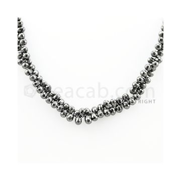 4.50 to 6.50 mm - 1 Line - Black Diamond Drop Beads - 13 inches (DiaDrp1024)