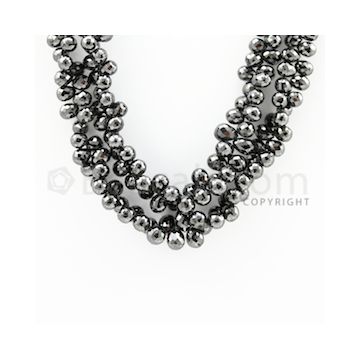 5.30 to 8.00 mm - 2 Lines - Black Diamond Drop Beads - 14 inches (DiaDrp1022)