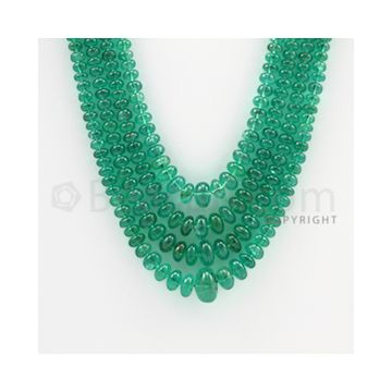 3.00 to 10.00 mm - 4 Lines - Emerald Smooth Beads - 17 to 20 inches (EmSB1032)