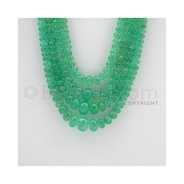 4.20 to 12.00 mm - 4 Lines - Emerald Smooth Beads - 18 to 21 inches (EmSB1033)