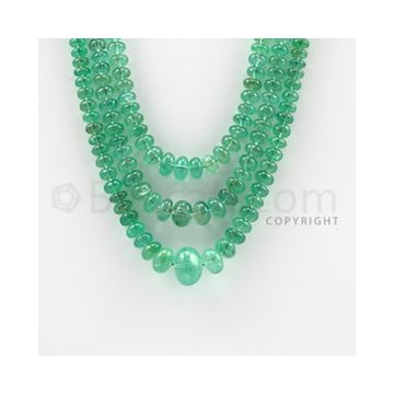 4.50 to 13.00 mm - 3 Lines - Emerald Smooth Beads - 11 to 14 inches (EmSB1034)