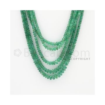 2.00 to 6.00 mm - 5 Lines - Emerald Smooth Beads - 28 to 31 inches (EmSB1038)