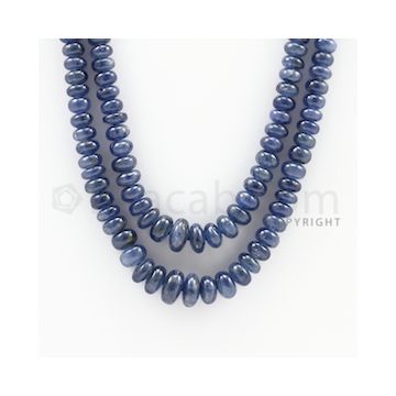 6.00 to 10.50 mm - 2 Lines - Sapphire Smooth Beads - 17 to 18 inches (SSB1018)