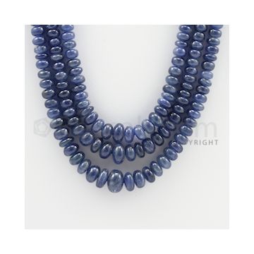 6.00 to 12.00 mm - 3 Lines - Sapphire Smooth Beads - 17 to 20 inches (SSB1019)