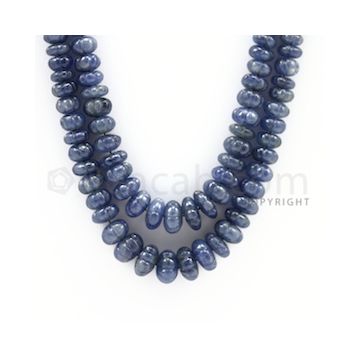 4.20 to 9.20 mm - 2 Lines - Sapphire Carved Beads - 20 to 21 inches (SCarB1006)