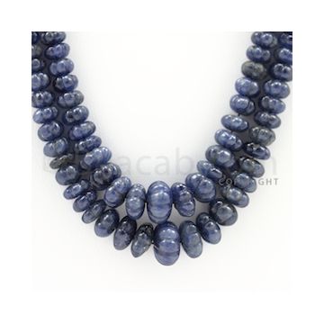 4.30 to 10.40 mm - 2 Lines - Sapphire Carved Beads - 24 to 25 inches (SCarB1011)