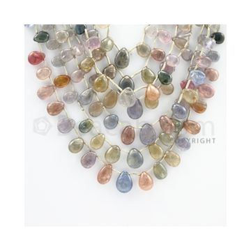 5.50 to 11.00 mm - 7 Lines - Multi-Sapphire Pear Drops - 15 to22 inches (MSPD1002)
