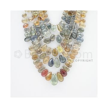 7.00 to 17.50 mm - 5 Lines - Multi-Sapphire Pear Drops - 16 to 21 inches (MSPD1006)