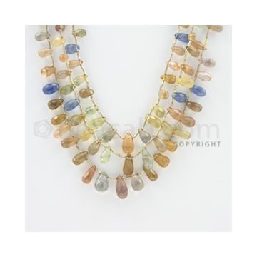 4.00 to 10.00 mm - 3 Lines - Multi-Sapphire Pear Drops - 18 to 20 inches (MSPD1007)