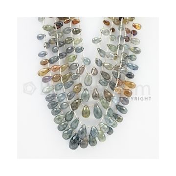 6.00 to 15.00 mm - 5 Lines - Multi-Sapphire Pear Drops - 18 to 22 inches (MSPD1010)