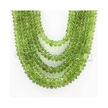 7.00 to 10.00 mm - 5 Lines - Peridot Faceted Beads - 19 to 20 inches (PFRo1005)