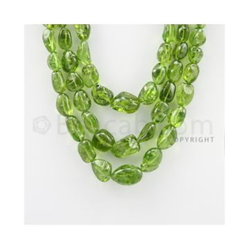 12.20 to 21.00 mm - 3 Lines - Peridot Tumbled Beads - 13 to 17 inches (PSTu1008)