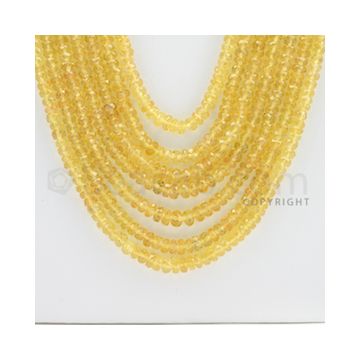 2.60 to 4.20 mm - 7 Lines - Yellow Sapphire Faceted Beads - 20 to 23 inches (YSFB1001)