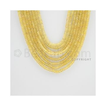 2.50 to 3.40 mm - 8 Lines - Yellow Sapphire Faceted Beads - 16 to 20 inches (YSFB1002)