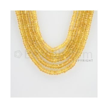 2.50 to 4.50 mm - 5 Lines - Yellow Sapphire Faceted Beads - 18 to 20 inches (YSFB1004)