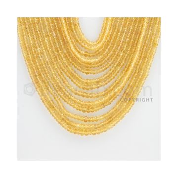2.40 to 4.10 mm - 14 Lines - Yellow Sapphire Faceted Beads - 16 to 21 inches (YSFB1005)
