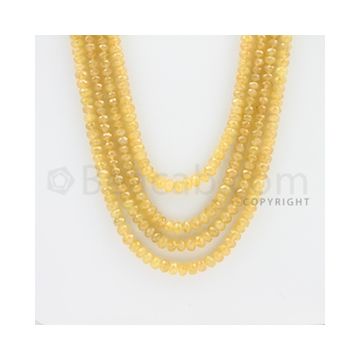 3.00 to 5.00 mm - 4 Lines - Yellow Sapphire Faceted Beads - 19 to 22 inches (YSFBC1006)