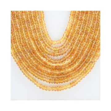 2.30 to 4.30 mm - 10 Lines - Orange Sapphire Faceted Beads - 21 to 26 inches (OSFB1004)