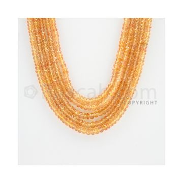 2.50 to 4.00 mm - 5 Lines - Orange Sapphire Faceted Beads - 19 to 21 inches (OSFB1005)