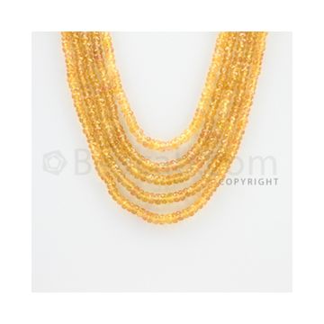 2.80 to 3.90 mm - 5 Lines - Orange Sapphire Faceted Beads - 13 to 16 inches (OSFB1006)