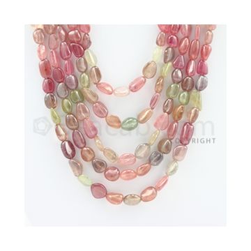 8.00 to 15.00 mm - 5 Lines - Multi-Sapphire Tumbled Beads - 19 to 26 inches (MSTub1041)