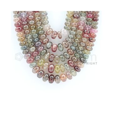 4.80 to 10.50 mm - 5 Lines - Multi-Sapphire Smooth Beads - 18 to 20 inches (MSSB1010)