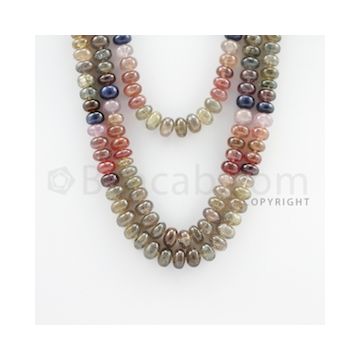 8.50 to 10.00 mm - 3 Lines - Multi-Sapphire Smooth Beads - 18 to 23 inches (MSSB1011)