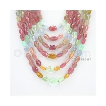 5.00 to 11.00 mm - 6 Lines - Multi-Sapphire Smooth Beads - 15 to 22 inches (MSFLB1013)