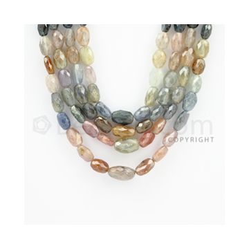 6.00 to 14.00 mm - 4 Lines - Multi-Sapphire Smooth Beads - 17 to 20 inches (MSFLB1016)