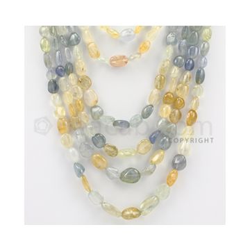 8.00 to 17.00 mm - 7 Lines - Multi-Sapphire Tumbled Beads - 18 to 28 inches (MSTub1057)