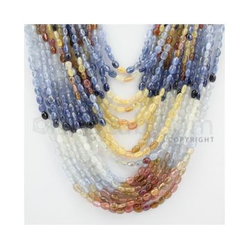 5.00 to 6.00 mm - 17 Lines - Multi-Sapphire Tumbled Beads - 19 to 24 inches (MSTub1059)