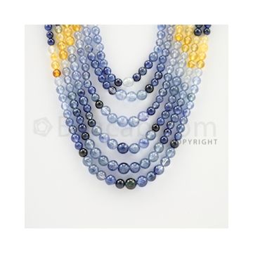 3.50 to 5.50 mm - 6 Lines - GIA Certified Multi-Sapphire Smooth Beads - 15 to 20 inches (MSSB1012)