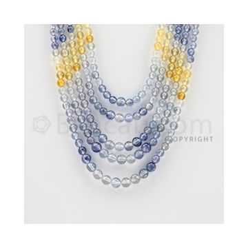 3.80 to 5.80 mm - 5 Lines - Multi-Sapphire Smooth Beads - 14 to 18 inches (MSSB1014)