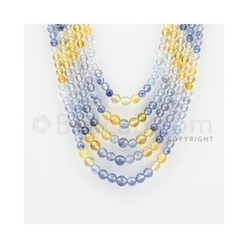 3.80 to 6.00 mm - 5 Lines - Multi-Sapphire Smooth Beads - 15 to 19 inches (MSSB1015)