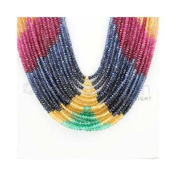 2.00 to 3.00 mm - 15 Lines - Multi-Sapphire, Emerald, Ruby Faceted Beads - 22 to 28 inches (MSFB1031)