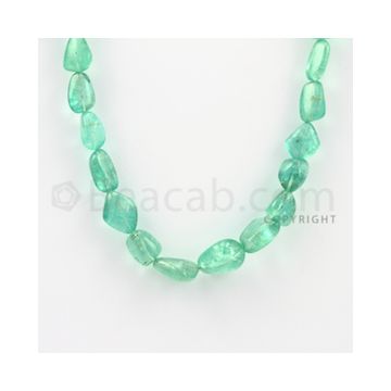 9.50 to 15.00 mm - 1 Line - Emerald Tumbled Beads - 22 inches (EmTub1023)