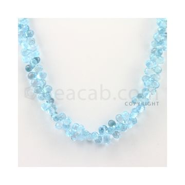 7.40 to 7.70 mm - 1 Line - Blue Topaz Drop Beads - 17 inches (BT1001)