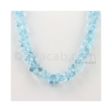8.40 to 8.50 mm - 1 Line - Blue Topaz Drop Beads - 17 inches (BT1002)
