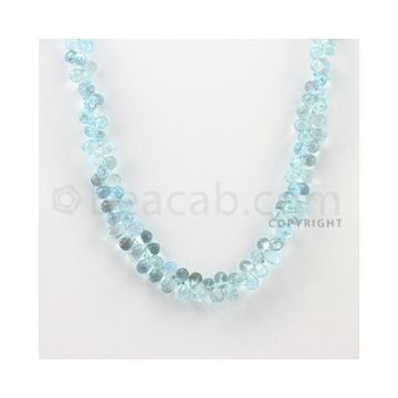 6.50 mm - 1 Line - Blue Topaz Drop Beads - 16 inches (BT1003)
