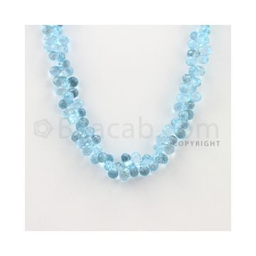 6.00 to 8.30 mm - 1 Line - Blue Topaz Drop Beads - 18 inches (BT1004)