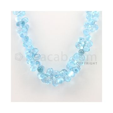 6.50 to 11.40 mm - 1 Line - Blue Topaz Drop Beads - 17 inches (BT1005)