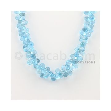 7.70 to 8.70 mm - 1 Line - Blue Topaz Drop Beads - 17 inches (BT1006)