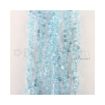 6.40 to 8.00 mm - 6 Lines - Blue Topaz Drop Beads - 8 inches (BT1007)
