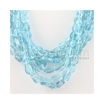 8.50 to 12.50 mm - 7 Lines - Blue Topaz Tumbled Beads - 17 inches (BTTuB1008)