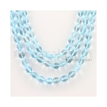 5.00 to 8.00 mm - 3 Lines - Blue Topaz Faceted Beads - 16 to 19 inches (BT1010)