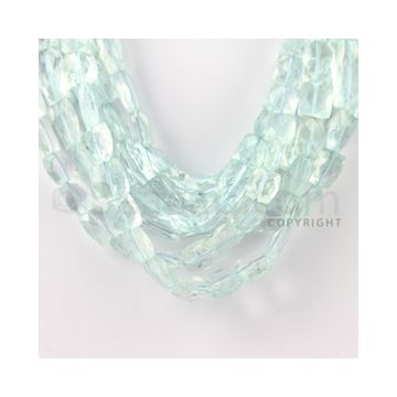 9.00 to 15.00 mm - 8 Lines - Aquamarine Faceted Rectangle Beads - 14 inches (AqFReB1001)